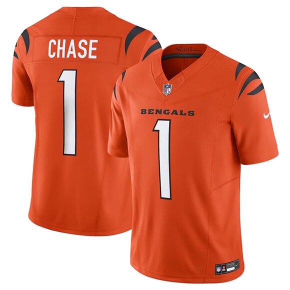 Mens Youths Kids Womens 1 JaMarr Chase Orange VaporStitched Jersey